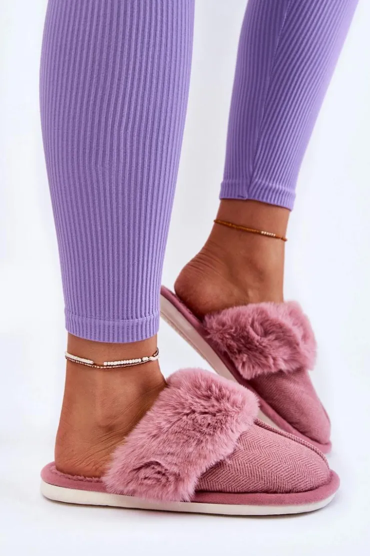 Discount Boto Damskie Ocieplane Papcie Z Futerkiem Ciemnoróżowe Franco Różowy