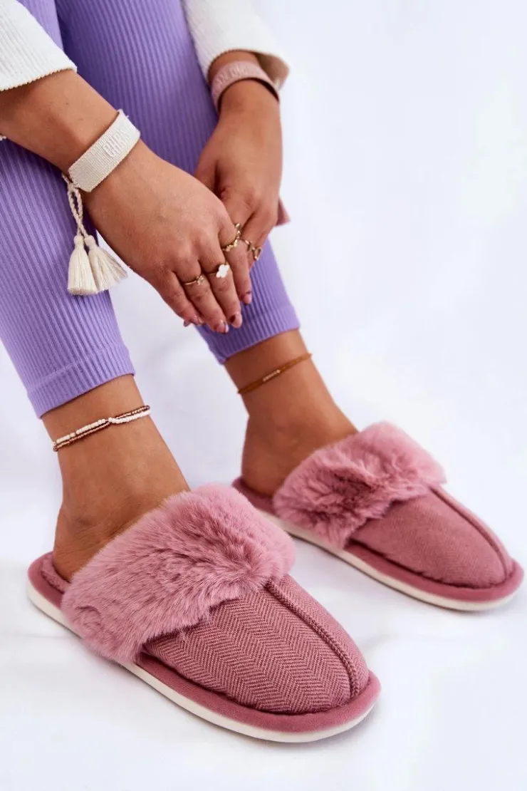 Discount Boto Damskie Ocieplane Papcie Z Futerkiem Ciemnoróżowe Franco Różowy