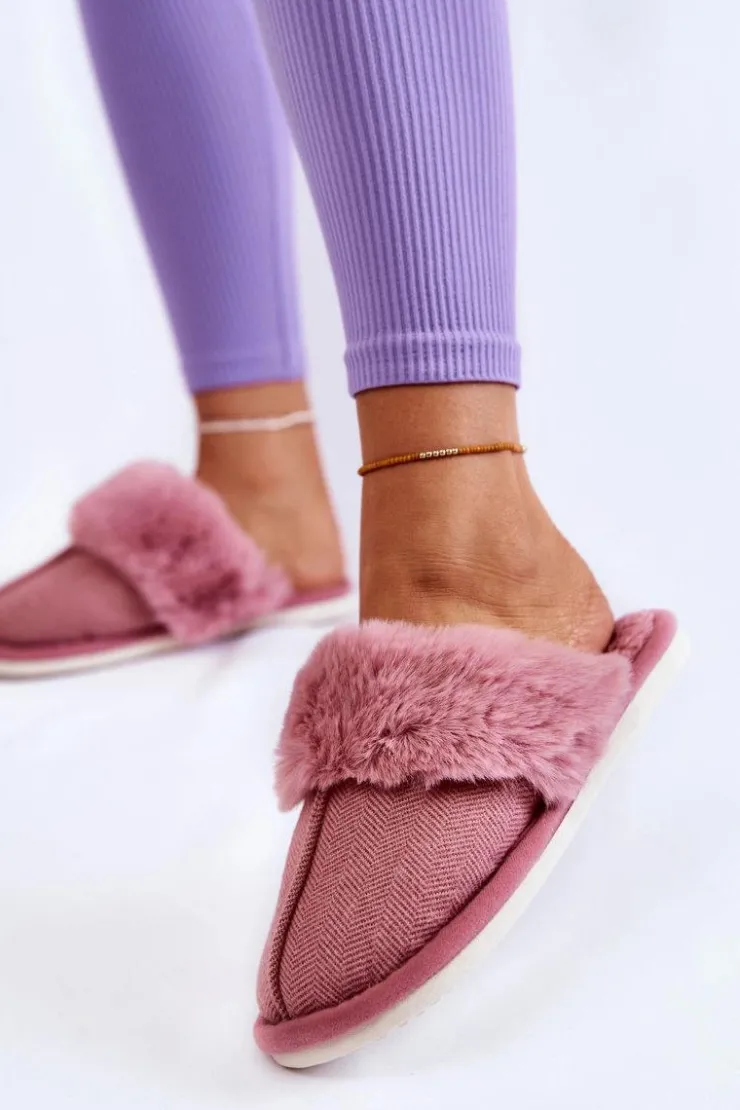 Discount Boto Damskie Ocieplane Papcie Z Futerkiem Ciemnoróżowe Franco Różowy