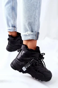 Sale Evento Damskie Ocieplane Sneakersy Śniegowce Czarne Kaphia