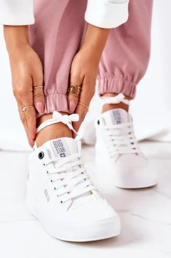 Damskie Big Star Shoes Damskie Ocieplane Sportowe Buty Big Star EE274352 Białe