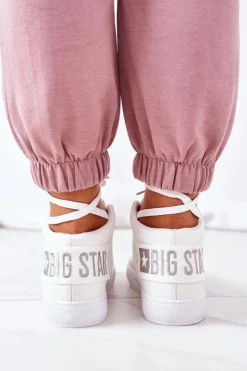 Damskie Big Star Shoes Damskie Ocieplane Sportowe Buty Big Star EE274352 Białe