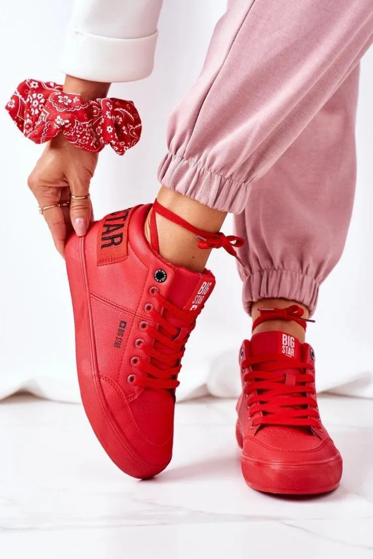 Big Star Shoes Trampki Ocieplane|Trampki Damskie Big Star*Damskie Ocieplane Sportowe Buty Big Star EE274354 Czerwone