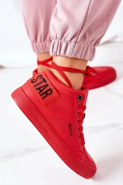 Big Star Shoes Trampki Ocieplane|Trampki Damskie Big Star*Damskie Ocieplane Sportowe Buty Big Star EE274354 Czerwone