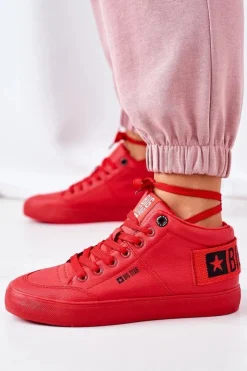 Big Star Shoes Trampki Ocieplane|Trampki Damskie Big Star*Damskie Ocieplane Sportowe Buty Big Star EE274354 Czerwone