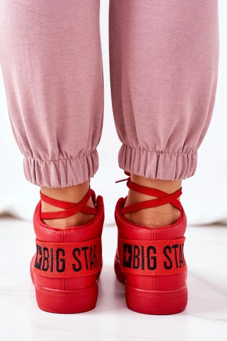 Big Star Shoes Trampki Ocieplane|Trampki Damskie Big Star*Damskie Ocieplane Sportowe Buty Big Star EE274354 Czerwone