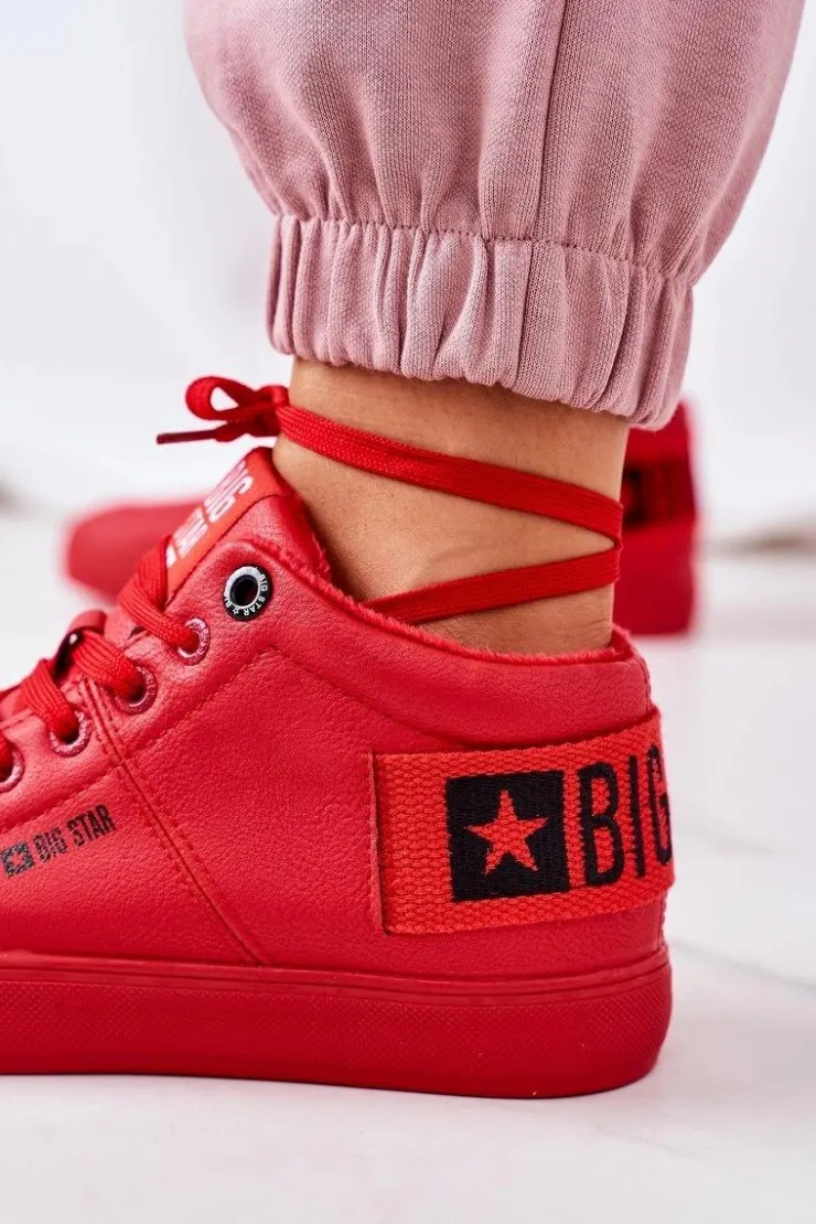 Big Star Shoes Trampki Ocieplane|Trampki Damskie Big Star*Damskie Ocieplane Sportowe Buty Big Star EE274354 Czerwone