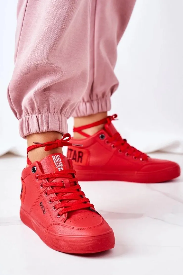 Big Star Shoes Trampki Ocieplane|Trampki Damskie Big Star*Damskie Ocieplane Sportowe Buty Big Star EE274354 Czerwone