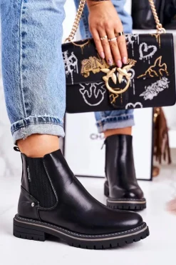 Online Boto Damskie Ocieplane Sztyblety Botki Czarne Traveler