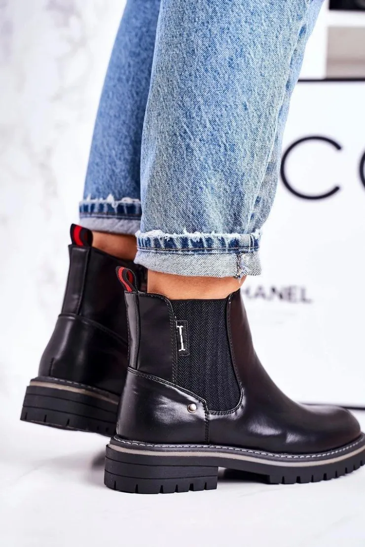 Online Boto Damskie Ocieplane Sztyblety Botki Czarne Traveler