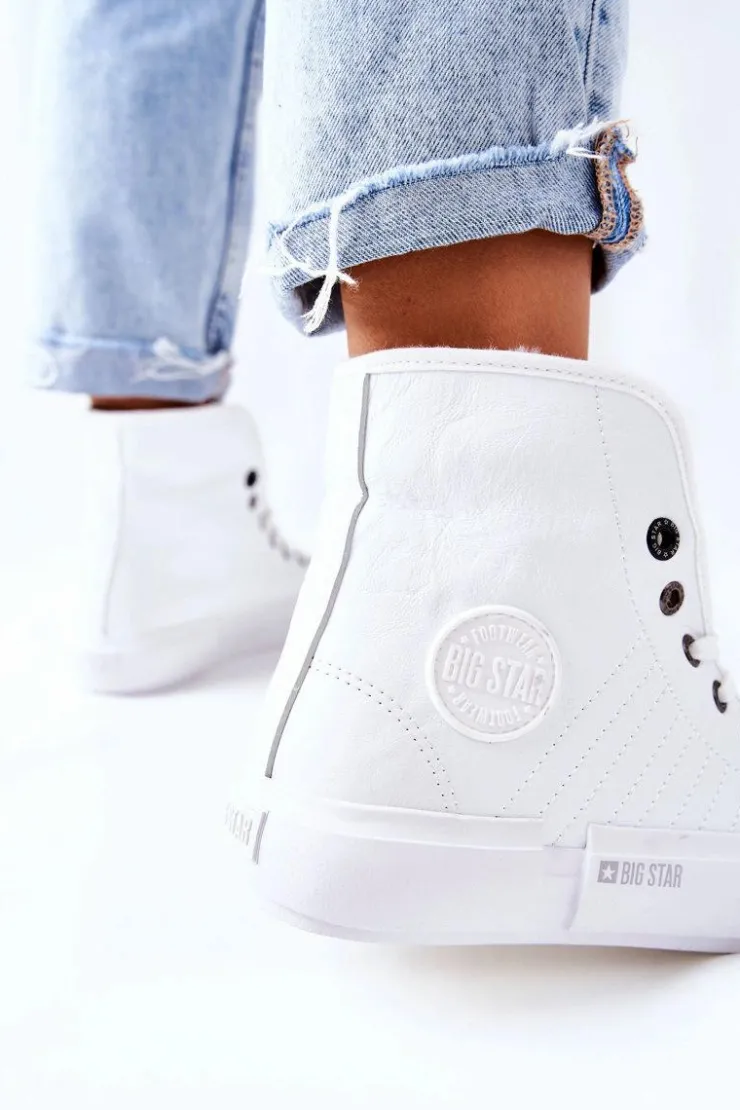 Damskie Big Star Shoes Damskie Ocieplane Trampki BIG STAR II274156 Białe