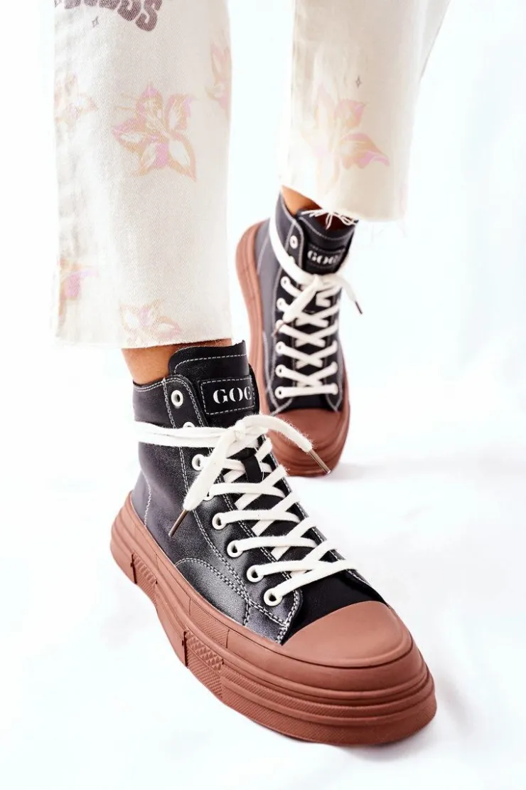 GOE Trampki Ocieplane|Trampki Damskie Wysokie*Damskie Ocieplane Trampki Wysokie II2N4033 Czarne