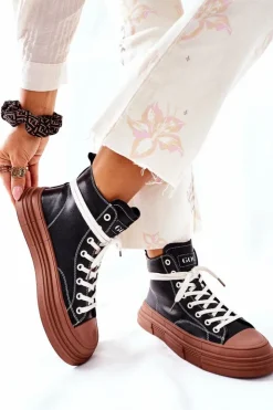 GOE Trampki Ocieplane|Trampki Damskie Wysokie*Damskie Ocieplane Trampki Wysokie II2N4033 Czarne