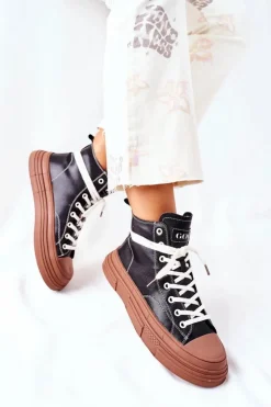 GOE Trampki Ocieplane|Trampki Damskie Wysokie*Damskie Ocieplane Trampki Wysokie II2N4033 Czarne