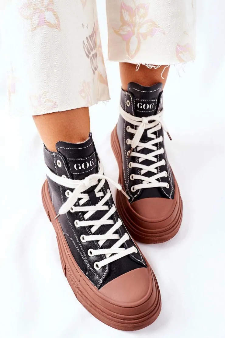 GOE Trampki Ocieplane|Trampki Damskie Wysokie*Damskie Ocieplane Trampki Wysokie II2N4033 Czarne