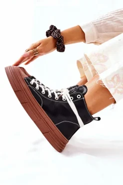 GOE Trampki Ocieplane|Trampki Damskie Wysokie*Damskie Ocieplane Trampki Wysokie II2N4033 Czarne