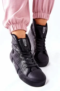 Damskie Big Star Shoes Damskie Ocieplane Trampki BIG STAR II274155 Czarne