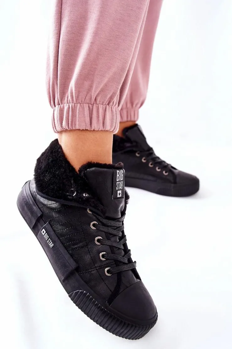 Damskie Big Star Shoes Damskie Ocieplane Trampki BIG STAR II274155 Czarne