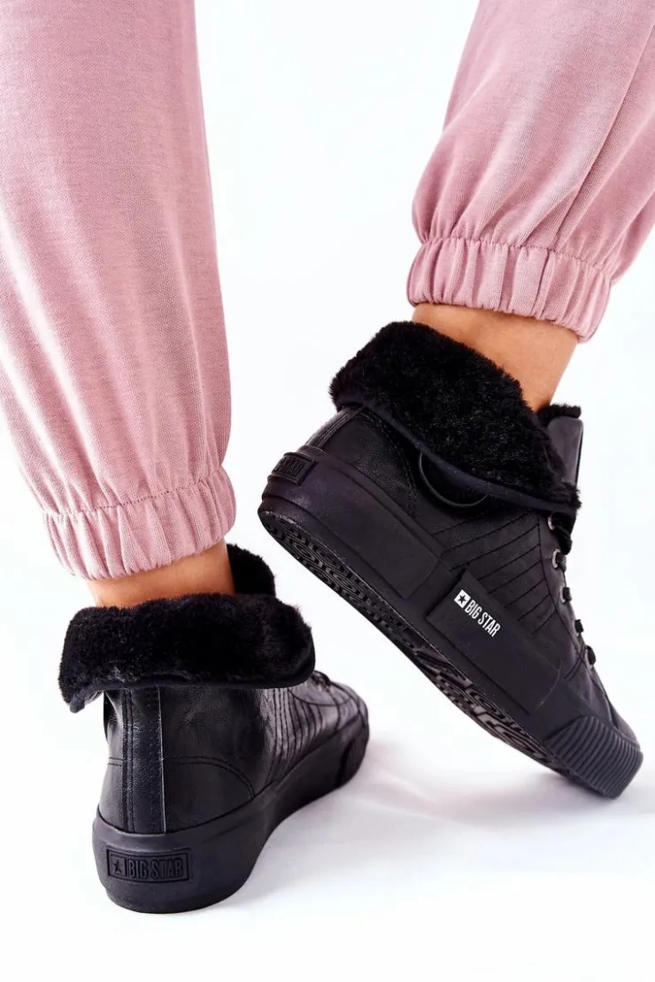Damskie Big Star Shoes Damskie Ocieplane Trampki BIG STAR II274155 Czarne