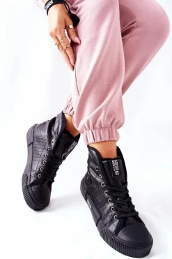 Damskie Big Star Shoes Damskie Ocieplane Trampki BIG STAR II274155 Czarne