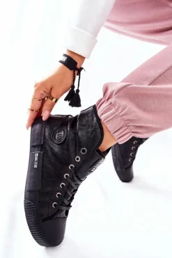 Damskie Big Star Shoes Damskie Ocieplane Trampki BIG STAR II274155 Czarne