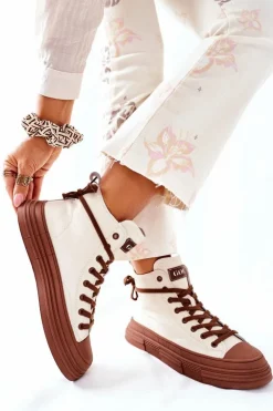 Sale GOE Damskie Ocieplane Trampki Wysokie II2N4034 Białe