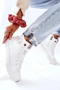 Outlet Cross Jeans Damskie Ocieplane Trampki Wysokie Białe II2R4010C