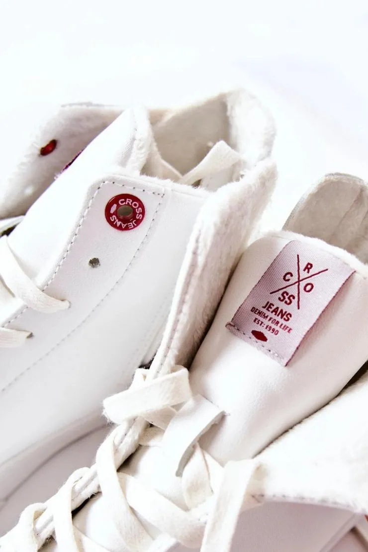 Outlet Cross Jeans Damskie Ocieplane Trampki Wysokie Białe II2R4010C