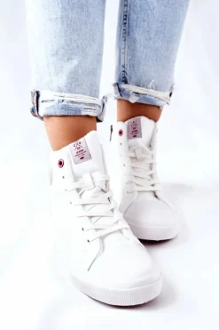 Outlet Cross Jeans Damskie Ocieplane Trampki Wysokie Białe II2R4010C