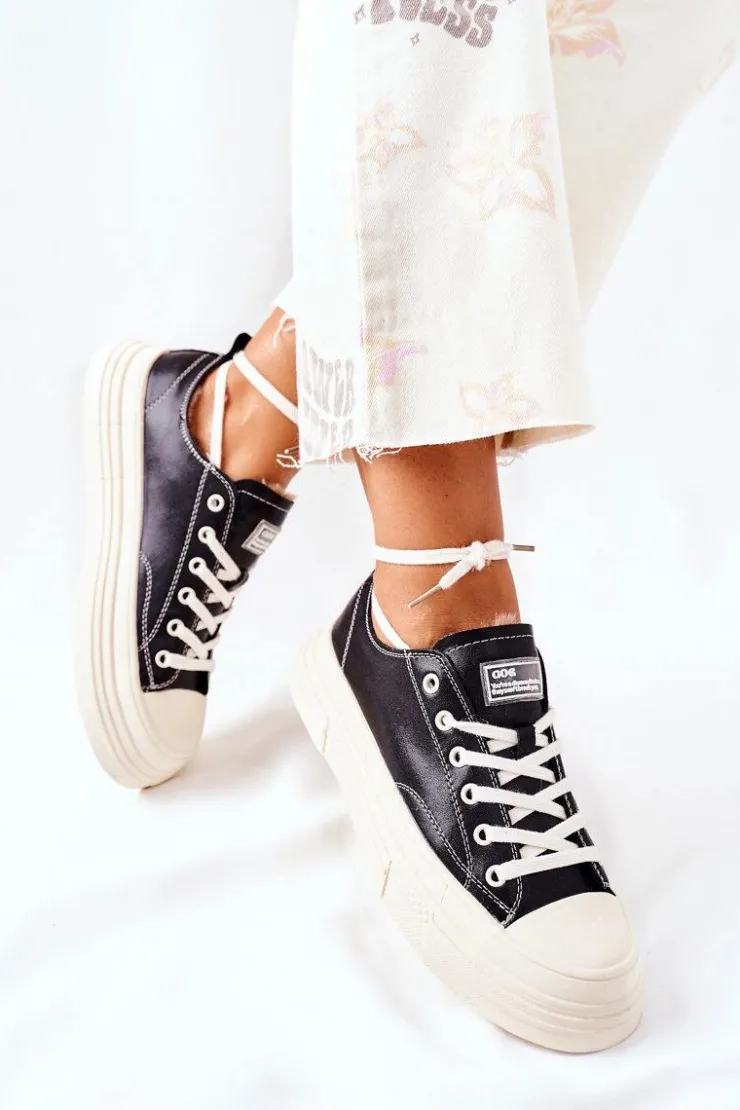 Discount GOE Damskie Ocieplane Trampki II2N4035 Czarne