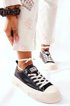 Discount GOE Damskie Ocieplane Trampki II2N4035 Czarne