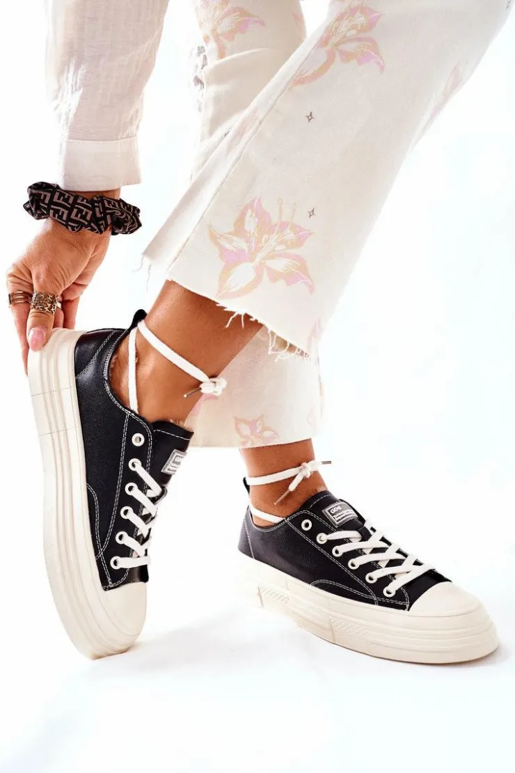 Discount GOE Damskie Ocieplane Trampki II2N4035 Czarne