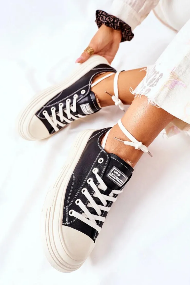 Discount GOE Damskie Ocieplane Trampki II2N4035 Czarne