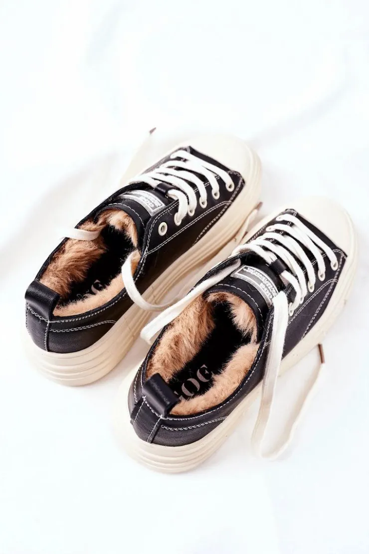 Discount GOE Damskie Ocieplane Trampki II2N4035 Czarne