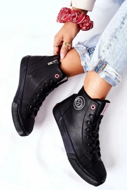 Cross Jeans Trampki Damskie Cross Jeans|Trampki Ocieplane*Damskie Ocieplane Trampki Wysokie Czarne II2R4009C