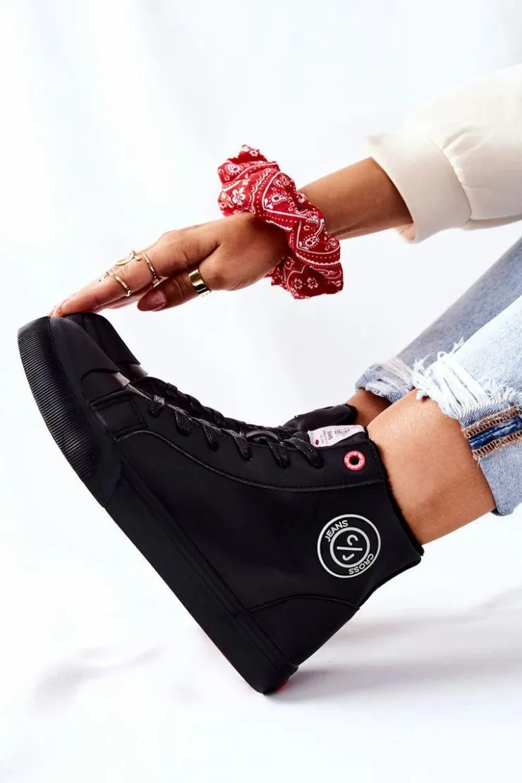 Cross Jeans Trampki Damskie Cross Jeans|Trampki Ocieplane*Damskie Ocieplane Trampki Wysokie Czarne II2R4009C