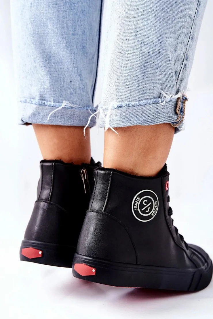 Cross Jeans Trampki Damskie Cross Jeans|Trampki Ocieplane*Damskie Ocieplane Trampki Wysokie Czarne II2R4009C