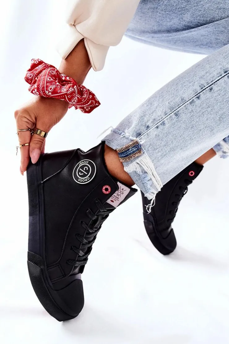 Cross Jeans Trampki Damskie Cross Jeans|Trampki Ocieplane*Damskie Ocieplane Trampki Wysokie Czarne II2R4009C