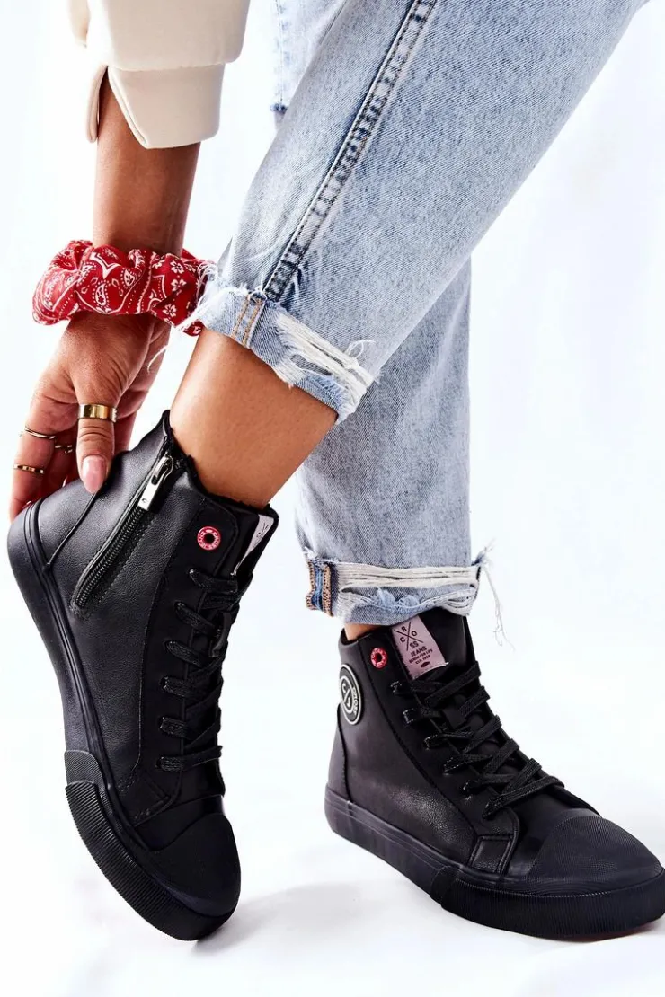 Cross Jeans Trampki Damskie Cross Jeans|Trampki Ocieplane*Damskie Ocieplane Trampki Wysokie Czarne II2R4009C