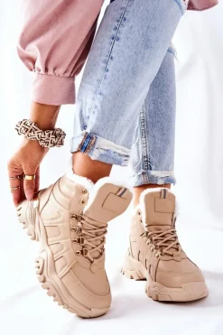 Damskie Boto Damskie Ocieplane Trapery Beżowe Hareshaw