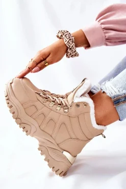 Damskie Boto Damskie Ocieplane Trapery Beżowe Hareshaw