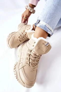 Damskie Boto Damskie Ocieplane Trapery Beżowe Hareshaw