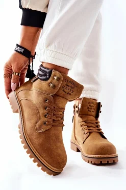 Discount Boto Damskie Ocieplane Trapery Na Suwak Camel Lenox