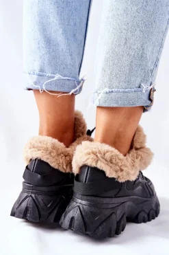 Boto Botki Sznurowane|Czarne Botki*Damskie Ocieplane Trapery Czarne Limerick