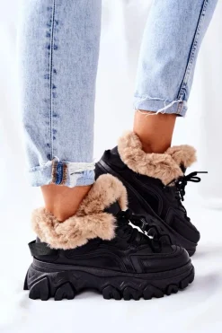 Boto Botki Sznurowane|Czarne Botki*Damskie Ocieplane Trapery Czarne Limerick