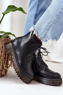 Best Big Star Shoes Damskie Ocieplane Workery Big Star II274110 Czarne