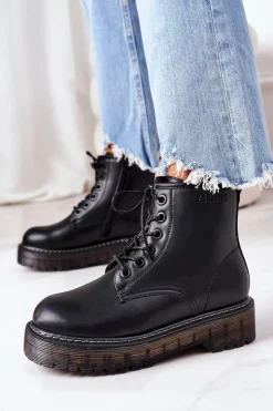 Best Big Star Shoes Damskie Ocieplane Workery Big Star II274110 Czarne