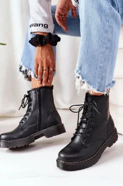 Damskie Big Star Shoes Damskie Ocieplane Workery Big Star II274105 Czarne