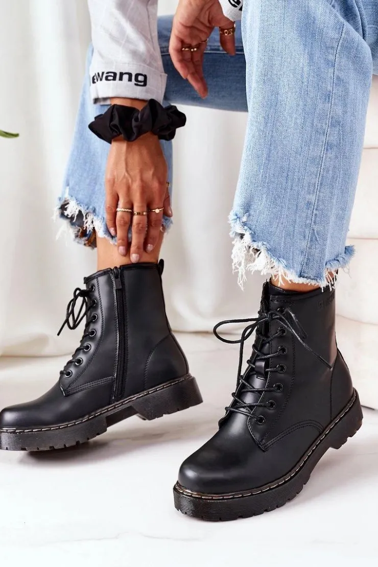 Damskie Big Star Shoes Damskie Ocieplane Workery Big Star II274105 Czarne