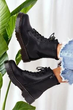 Damskie Big Star Shoes Damskie Ocieplane Workery Big Star II274105 Czarne